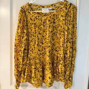 Anthropologie Yellow Floral Blouse
